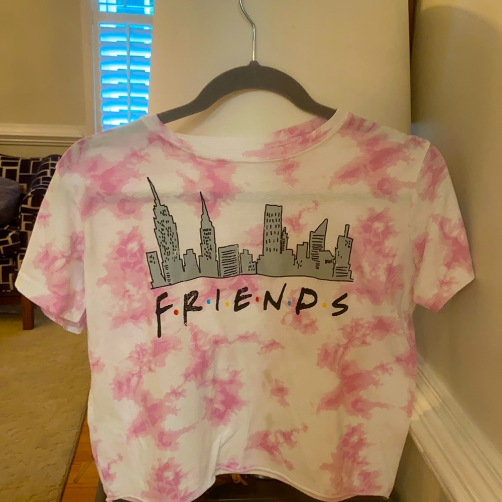 Friends tie dye cropped shirt with logo